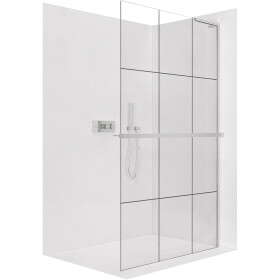 CERANO - Sprchová zástena Walk-in Onyx L-pravá vzpera - 8 mm + polička/držiak na uteráky - chróm, industriálne sklo - 160x200 CER-8050BD1383