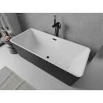 MEXEN/S - Nila voľne stojaca vaňa reliéf 170 x 75, biela/čierna, sifón a prepad čierna 52841708075-70