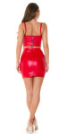 Sexy Koucla faux leather high waist skirt red L