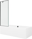 MEXEN/S - Cube obdĺžniková vaňa 180 x 80 cm s panelom + vaňová zástena 70, čierna vzor 550518080X9507007070