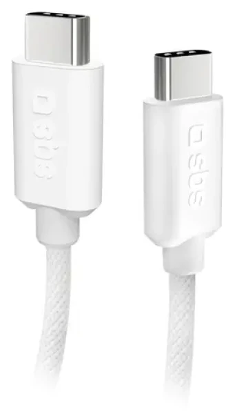 SBS USB-C - USB-C sivá / Kábel / opletený / 60 W Power Delivery / 1,5 m