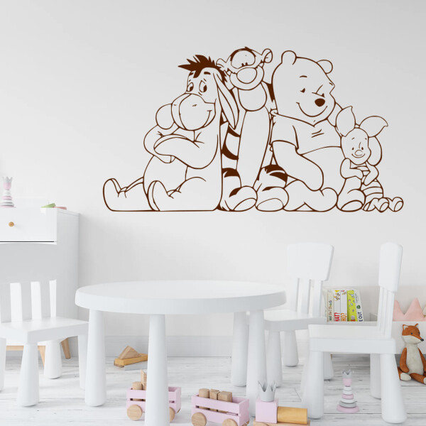 Veselá Stena Samolepka Macko Pú a kamaráti Farba: hnědá, Veľkosť: 80 x 44 cm