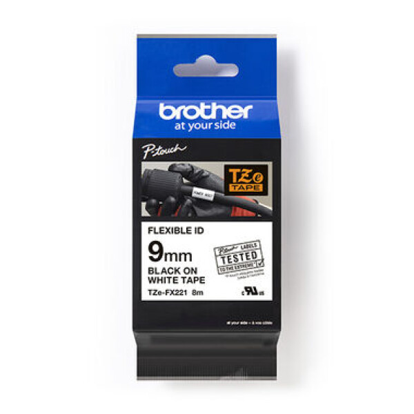 Brother TZE-FX221 biela/čierna 9 mm s flexibilnou páskou (TZFX221)