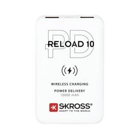 Skross Reload 10 PD, Qi powerbanka 10000 mAh Li-Ion akumulátor biela Indikátor stavu; 1.400132