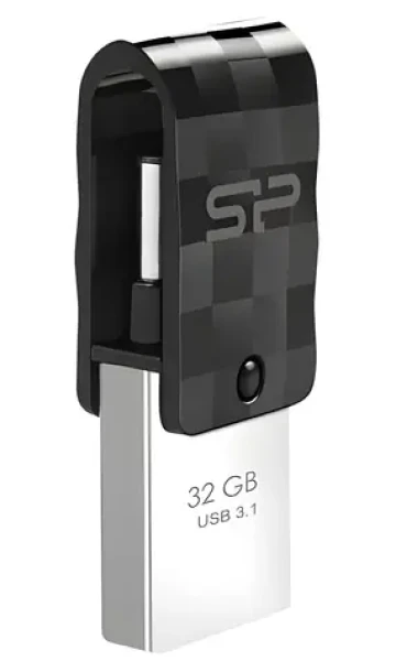Silicon Power Mobile C31 32GB čierna / Flash disk / USB 3.2 Gen 1 / USB-A + USB-C (SP032GBUC3C31V1K)