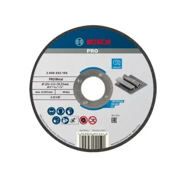 BOSCH 2608603166 / Rezací kotúč na kov / Priemer 125 x 22.23 mm / Šírka rezu 2.5 mm (2608603166)