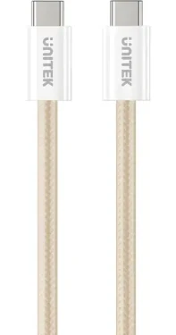 Unitek C14141ACL01-1M béžová / Kábel / USB-C(M) - USB-C(M) / PD 100W / magnetické navíjanie / opletený / 1 m (C14141ACL01-1M)