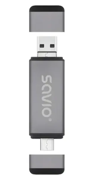 Čítačka pamäťových kariet 3v1 AK-72 / Čítačka pamäťových kariet / SD / USB-C, USB-A 2.0, Micro USB (SAVAK-72)