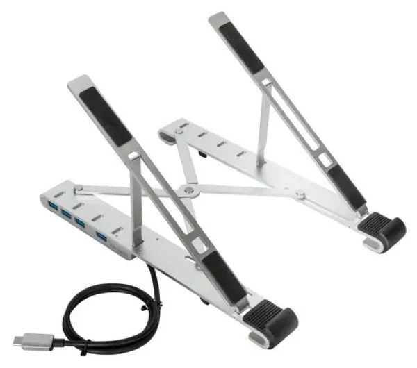 Targus Prenosný stojan na notebook s USB hubom strieborná / Stojan na notebook / USB-C / 4X USB-A / hliník (AWU100205GL)