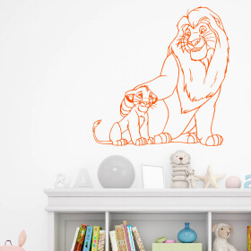 Veselá Stena Samolepka Mufasa a Simba Leví kráľ Farba: oranžová, Veľkosť: 60 x 61 cm