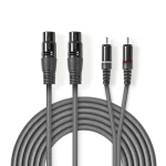 Nedis Vyvážený Audio kábel 2x XLR 3pinová (F) - 2x RCA (M) 1.50 m tmavo šedá (COTH15230GY15)