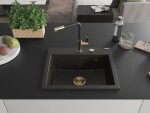 MEXEN/S MEXEN/S - Oscar granitový drez 580 x 490 mm, čierna/zlatá metalík, zlatý sifón 6519581000-75-G