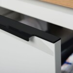 Mereo Mailo, kúpeľňová skrinka s keramickým umývadlom 81 cm, biela mat, čierne madlo CN541B
