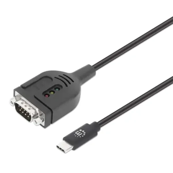 Manhattan adaptér USB-C na RS232 DB9 PL2303GT čierny / Adaptér / USB-C - DB9 (RS232) / 1 m (154499)