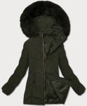 Dámska zimná plus size bunda v khaki farbe s kapucňou S'west (B8300-11) odstíny zelené 54