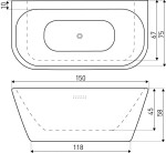 KERRA - Vaňa prisadená MONA 150 (biely lesk) 5907548115102
