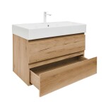 Kúpeľňová skrinka 2 zásuvková s umývadlom SAT B-Way 99x50x45 cm dub mat BWAY2100OAKU2BBI BWAY2100OAKU2BBI
