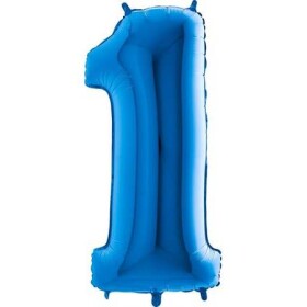 Nafukovací balónik číslo 1 modrý 102 cm extra veľký - Grabo