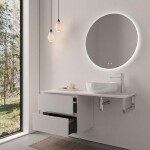 CERANO - Kúpeľňová skrinka Carole - biela matná + doska pod umývadlo Navira Slim - 18 mm + konzola chróm - 160x46x49,8 CER-606153