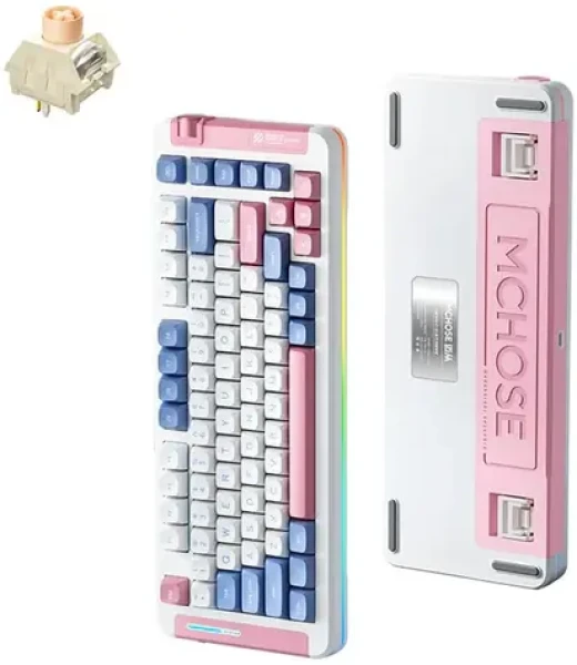 MCHOSE MC-X75 Icy Creamsicle ružová / herná bezdrôtová klávesnica / mechanická / Icy Creamsicle / 2.4GHz / BT / US Layou (MC-X75-5)