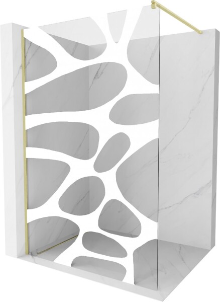 MEXEN/S - Kioto Sprchová zástena Walk-in 120 x 200, biely vzor 8 mm, zlatá kartáčovaná 800-120-101-55-97