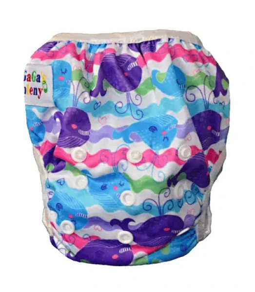 GaGa's Plienkové plavky pre bábätko Farebné veľryby (8594197440951)