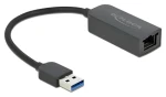 DeLock USB Type-A na 2,5 Gigabit LAN čierna / Adaptér / USB 3.2 Gen 1 / RJ45 / 5 Gbit / s / kompaktný (66646)