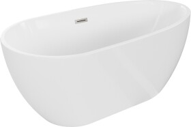 MEXEN/S - Eos voľne stojaca vaňa 150 x 75, biela, sifón a prepad nikel kartáčovaná 52471507500-97
