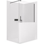 CERANO - Sprchová zástěna Walk-in Onyx Half Round L/P - 8 mm - kulatá vzpěra - černá matná, transparentní sklo - 120x100 CER-681589