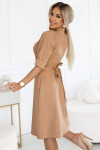 286-8 SANDY Košeľové šaty s opaskom - MOCHA MOUSSE S