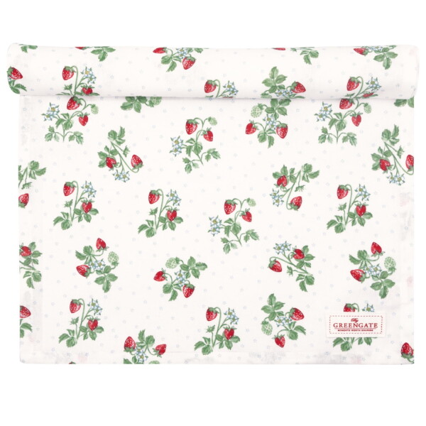 GREEN GATE Behúň na stôl Berry White 45 × 140 cm