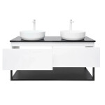 Kúpeľňová skrinka so žulovou krycou doskou SAT B-Way 119x30x45 cm biela lesk BWAY120WZUBF BWAY120WZUBF