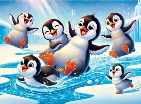 Wooden City Drevené puzzle Veselí tučniaci 40 dielikov