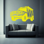 Veselá Stena Samolepka Auto Land Rover Defender Farba: ružová, Veľkosť: 40 x 35 cm