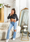 Sexy Bootcut Highwaist Jeans mit Cut-outs denimblue