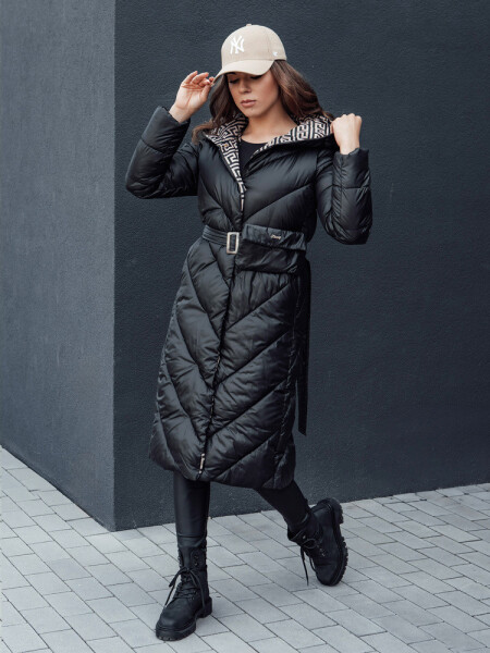 Dámsky zimný prešívaný kabát s kapucňou CELESTIE black FashionStreet TY4513 XXL