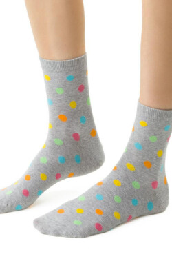 Dámske vzorované ponožky 099 MELANŽOVÁ SVĚTLE ŠEDÁ 35-37