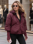 Dámska zimná prešívaná bunda s kapucňou TY5898 vínová – FashionStreet M