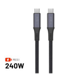 FIXED Nabíjací a dátový opletený kábel s konektormi USB-C/USB-C PD 3.1 1.2 m USB4gen2 20Gbps 4K60Hz 240W sivý (FIXDBP-CC12-GR)