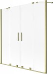 MEXEN/S - Velar Duo dvojkrídlová posuvná vaňová zástena 150 x 150, dekor, zlatá kartáčovaná 896-150-000-32-55