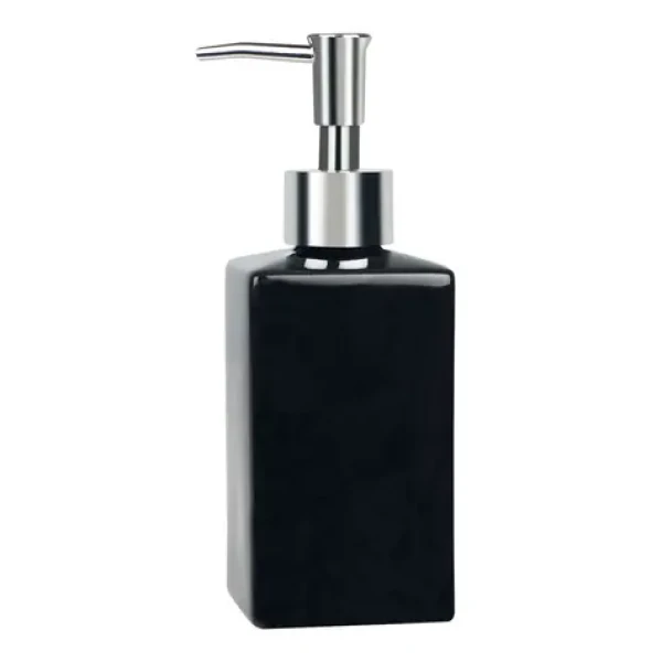 Spirella QUADRO dávkovač mydla čierny / keramika / 300 ml (7610583136626)