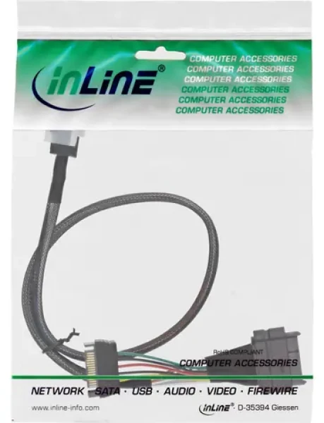 InLine Kábel SFF-8643 - U.2 SFF-8639 + SATA čierna / Kábel / interný / 0,5 m (29620A)