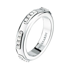 Trussardi Blyštivý oceľový prsteň s kryštálmi Concept TJAYY13012 58 mm