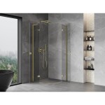 MEXEN/S - Mist L sprchový kút štvrťkruh, krídlové 90 x 90, transparent, zlato 8A33L-090-090-50-00