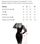 343-2 Elegantné velúrové šaty s priehľadnými tylovými rukávmi - BLACK XL