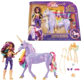 Spin Master Unicorn Academy Svetelný jednorožec Wildstar s bábikou Sophiou 24 cm