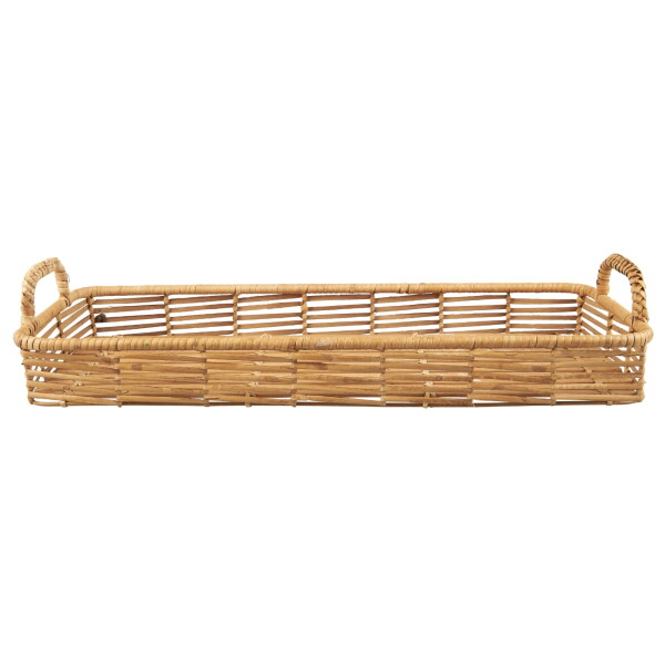 IB LAURSEN Prírodný podnos s držadlami Oblong Rattan / Bamboo