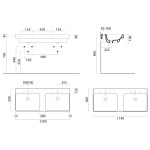 GSI - NUBES keramické dvojumývadlo 120x50cm, biela ExtraGlaze 9625111