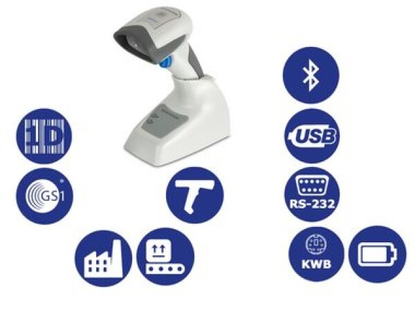 DATALOGIC QuickScan I QBT2131 / snímač 1D čiarových kódov / BT / RS-232 / KBW / USB / biela (QBT2131-WH)