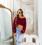 Sexy KouCla Crop knit sweater with patches Einheitsgroesse